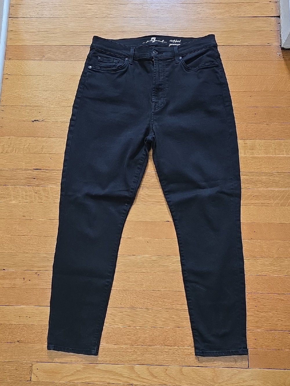 7 For All Mankind, Cropped Gwenevere Skinny Jeans, Black, EUC, Women's 31